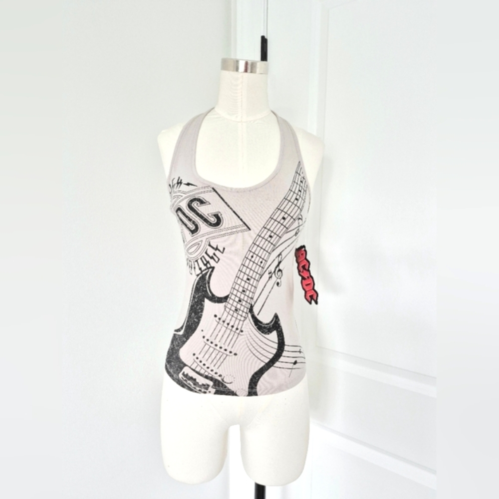 ACDC Back In Black Gray Halter Top Concert Fall Gift Party Rock Sexy Spring 80s - Picture 4 of 9